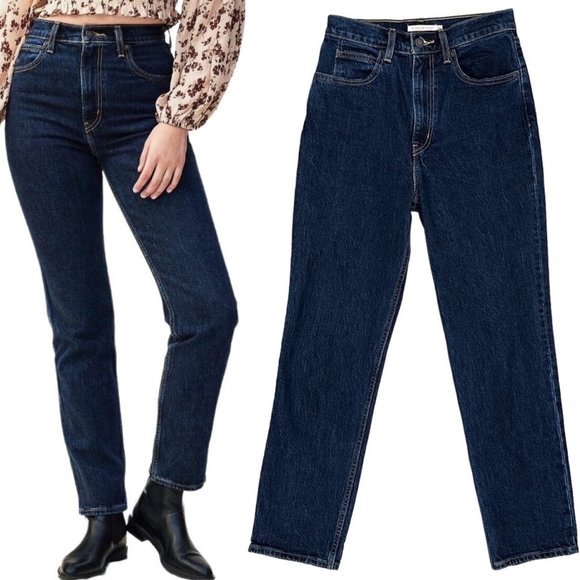 Levi’s Premium 70’s High Rise Slim Straight Jeans in Sonoma Stonewash Dark Wash - Picture 1 of 14